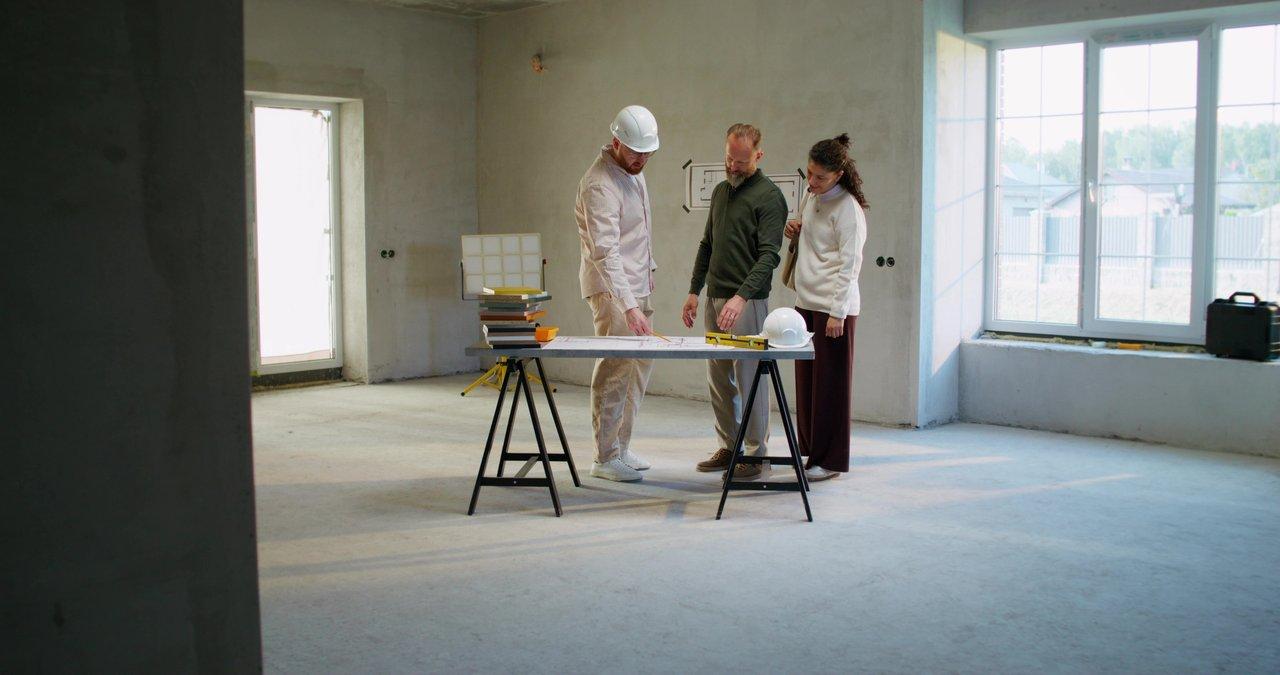 Discussion entre locataire et propriétaire devant un chantier en travaux, illustrant les droits en cas de rénovation.