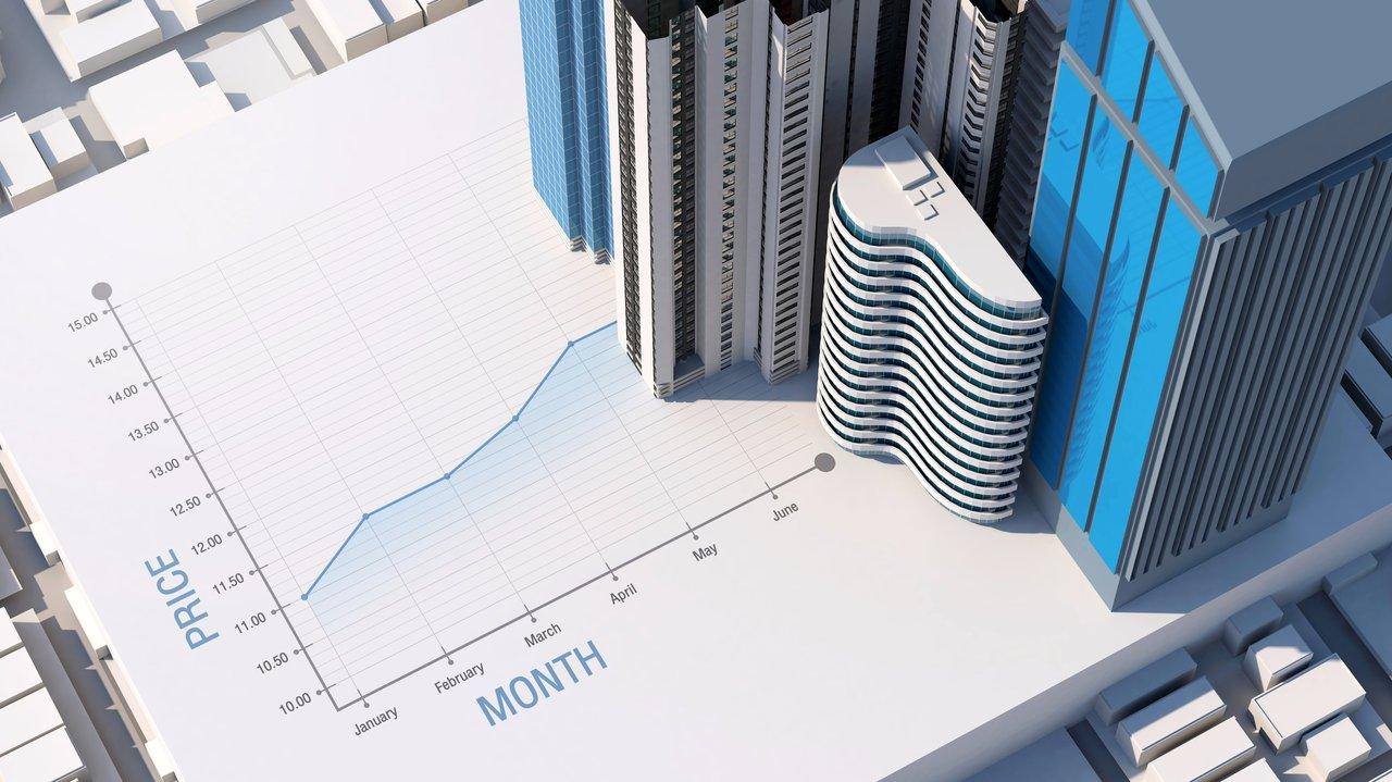 Graphique illustrant l'évolution historique des prix de l’immobilier en France et les prévisions futures.